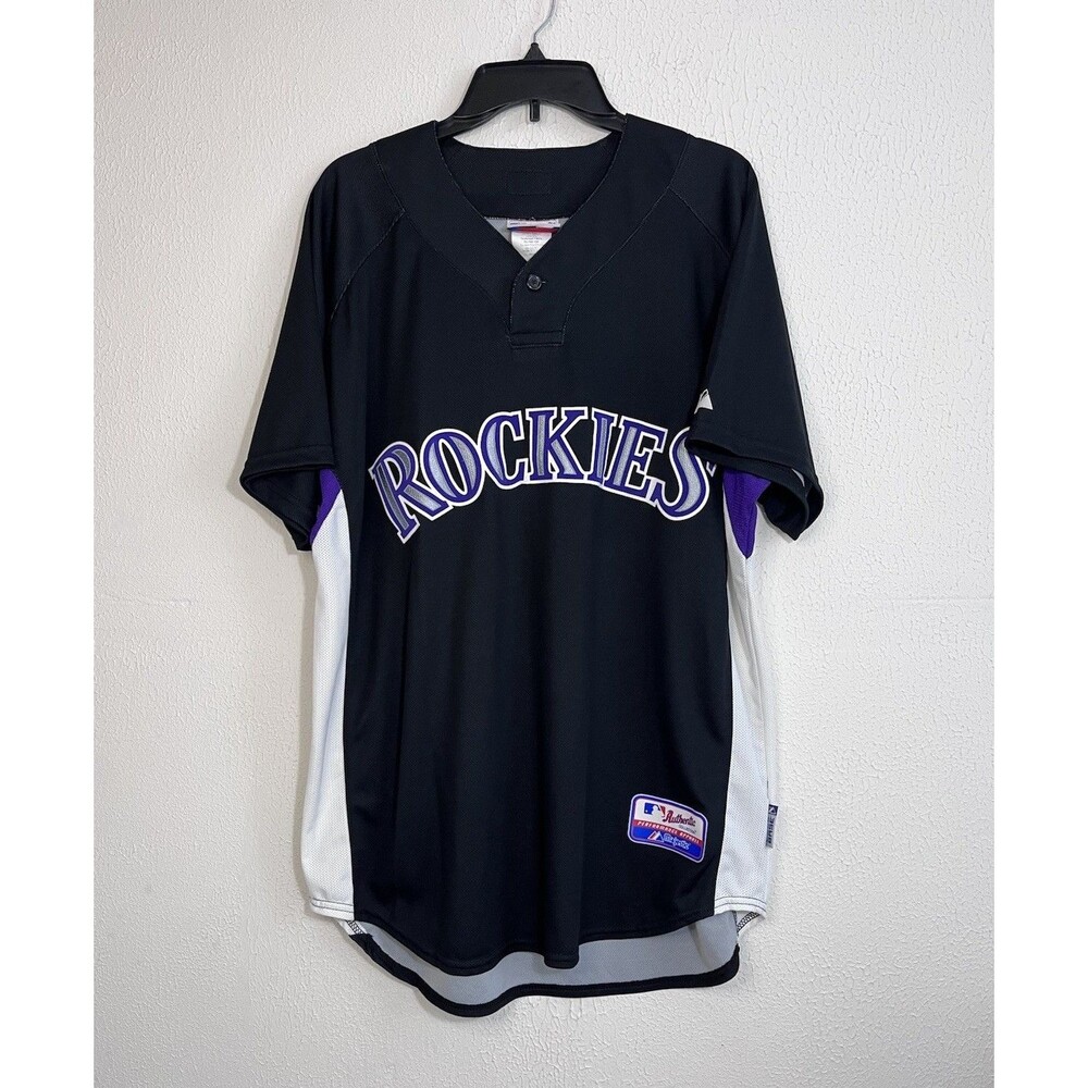 Colorado Rockies Jersey Majestic Black  Large Blank Jersey Made In USA